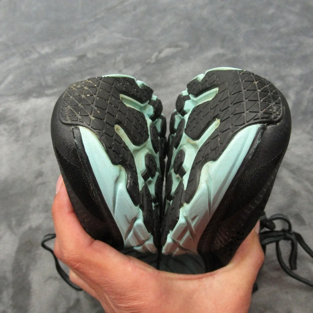 Hoka Clifton 6  Shoes Women 9.5 Black Aqua Low Sneaker‎ Lightweight Chunky Run